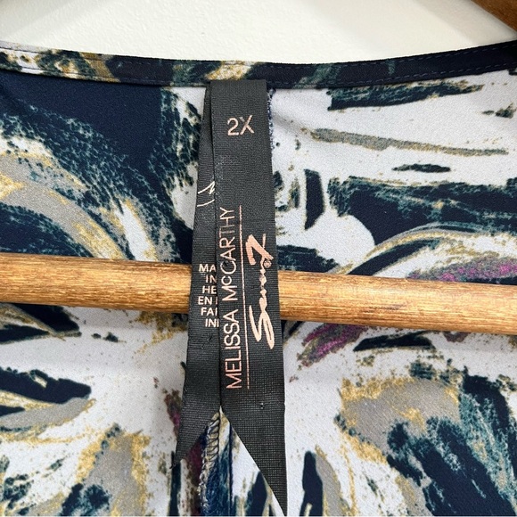Melissa McCarthy Seven7 Open Front Abstract Floral Kimono Navy Blue plus size 2X - Picture 6 of 7
